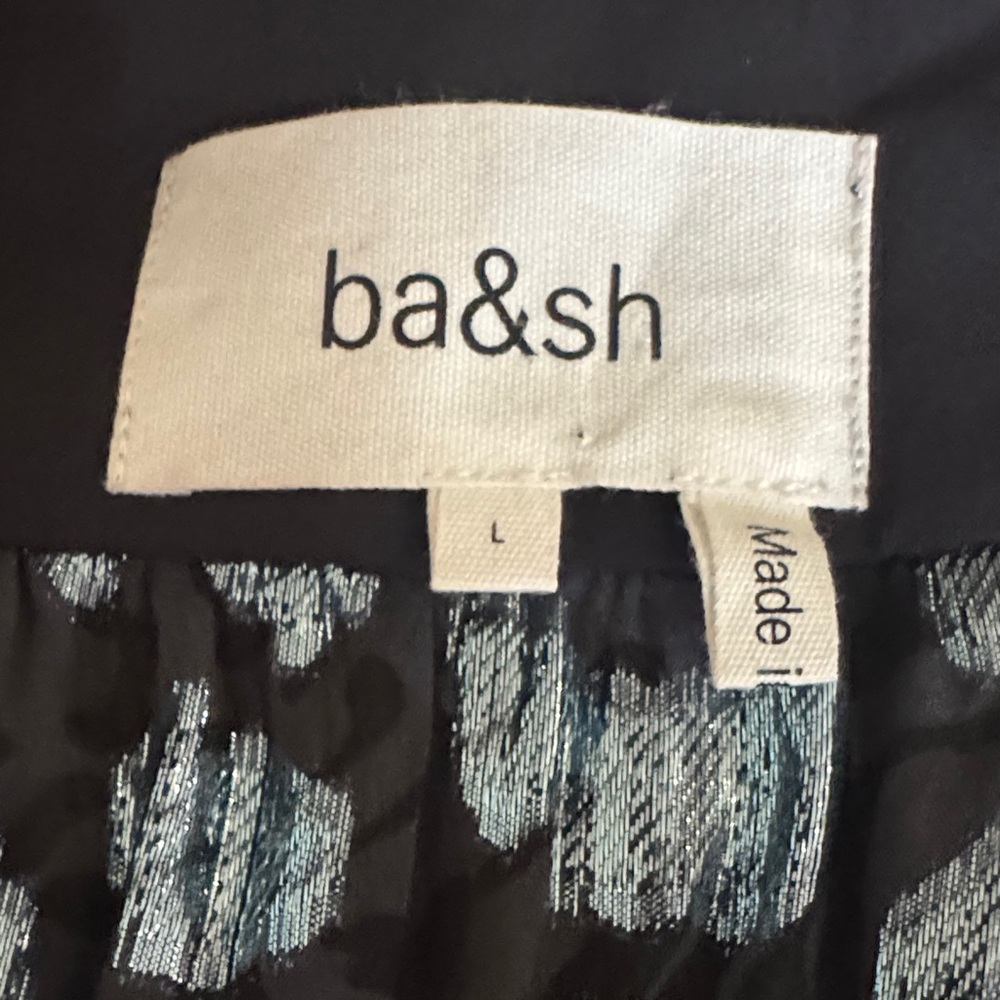 ba&sh Black and Blue/Silver Metallic Patterned Wrap Dress - Picture 5 of 7